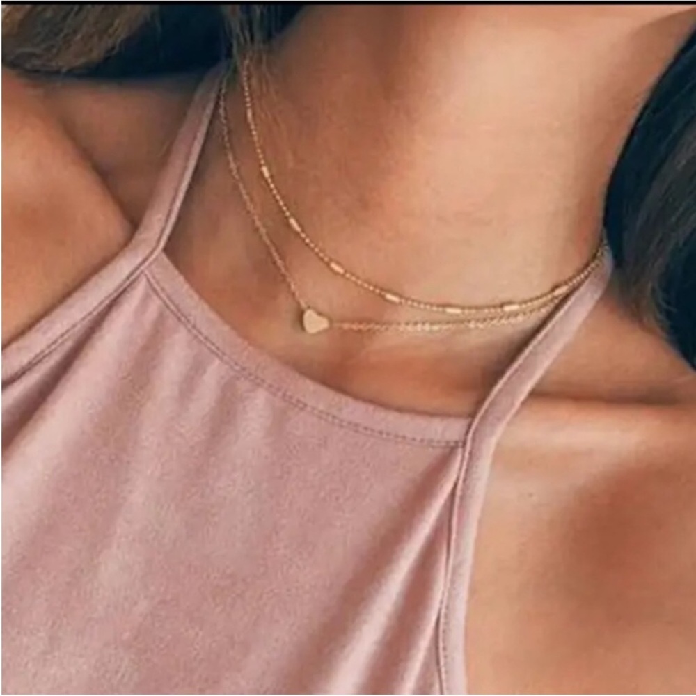 Gold Filled Heart Multilayer Necklace